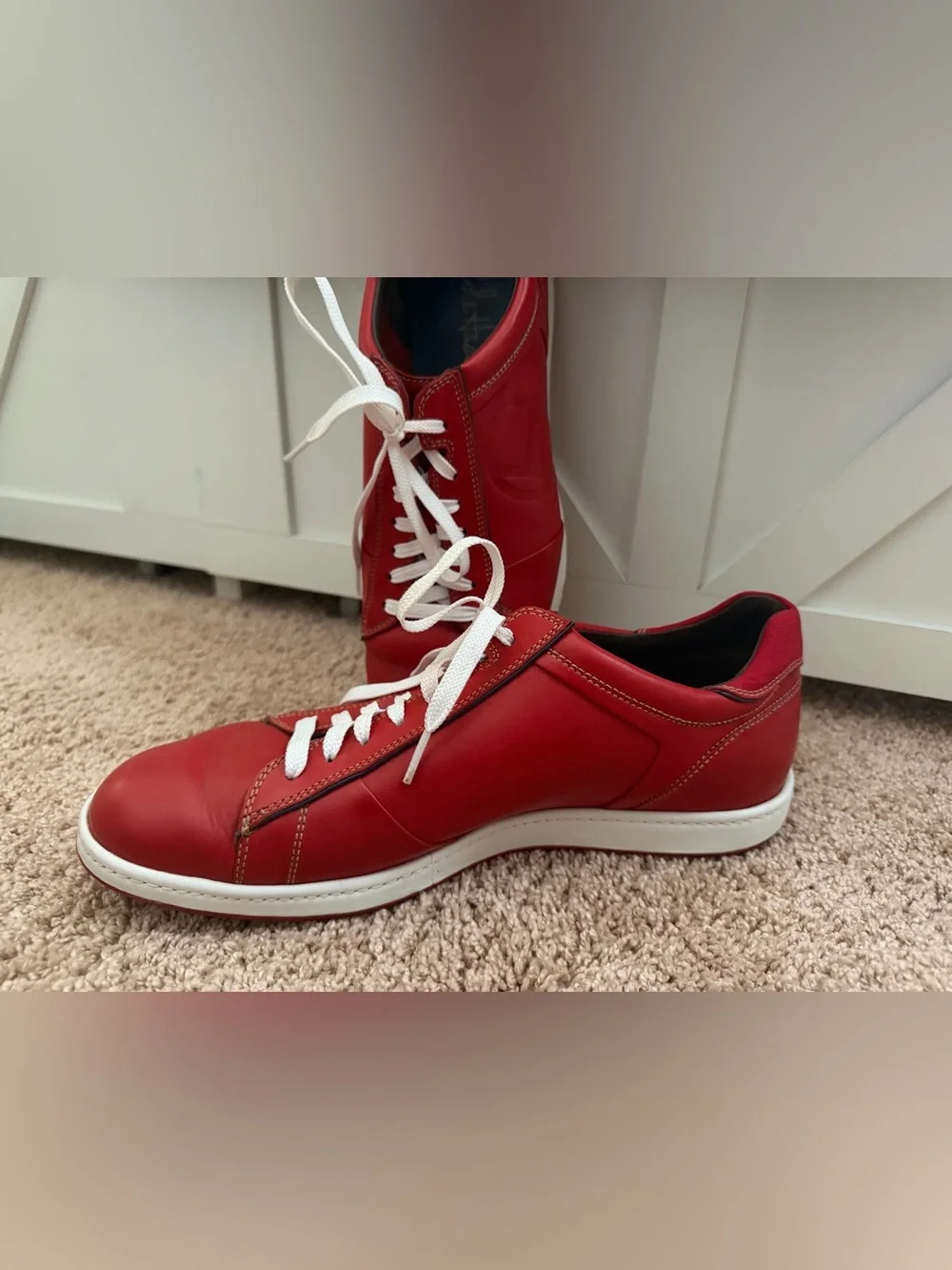 Cole Haan Nike Air Red Leather Sneakers Low Top